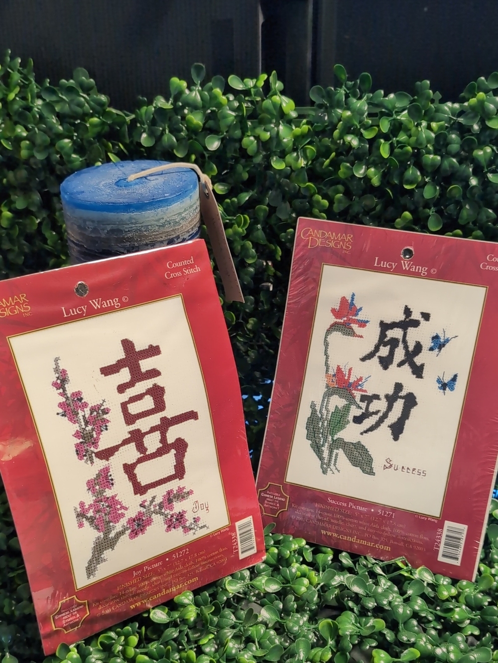 2x Candamar Designs Lucy Wang Cross Stitch Kits - Joy & Success -